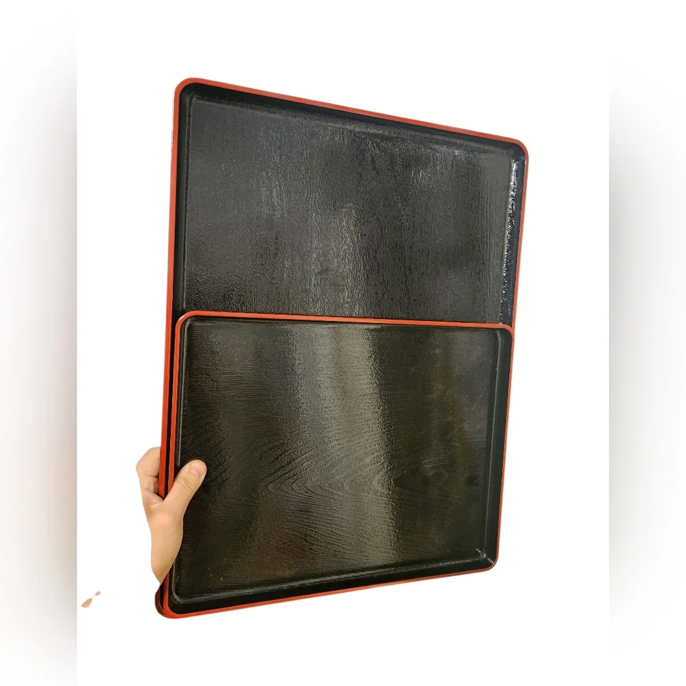 JapanBargain Plastic Serving Tray Red / Black Different Size